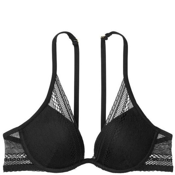 Victoria's Secret Womens Incredible Lightly Lined Lace Plunge Bra Black 32D NWT - Picture 3 of 8